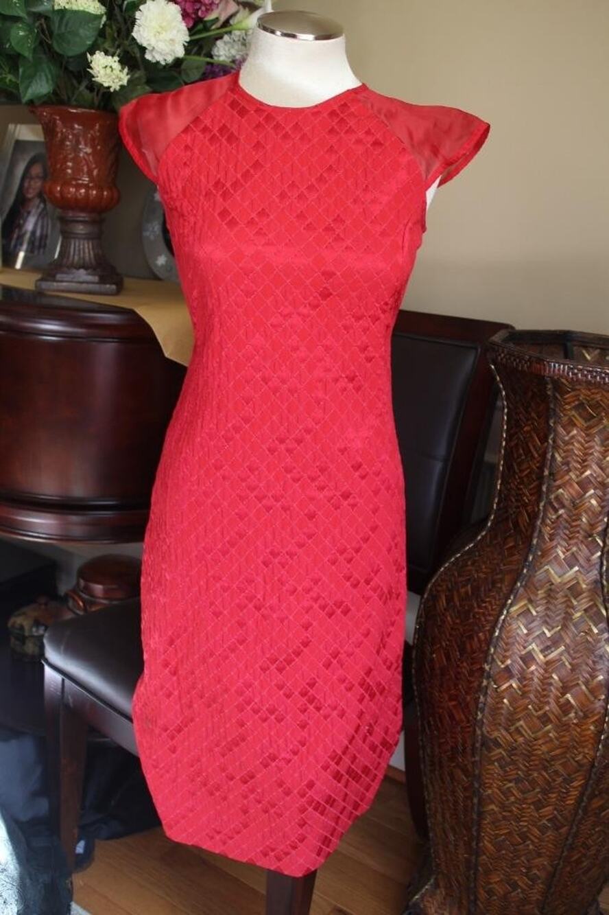 ANN FONTAINE RED SANDRINE DRESS SIZSE 40 US 8 (1000